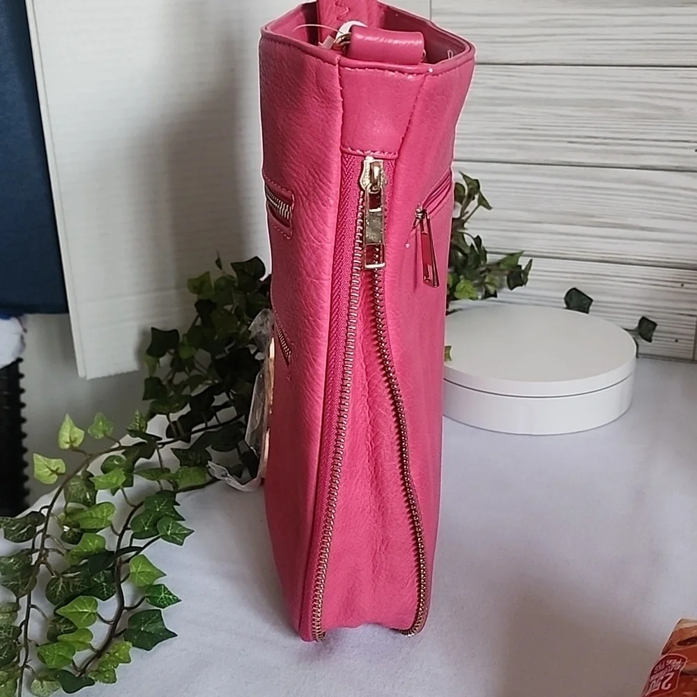 Barbie Pink Double Zipper Expandable Crossbody Bag NWT